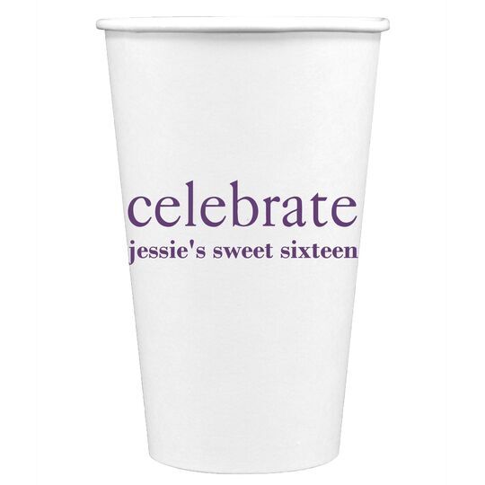 Big Word Celebrate Paper Coffee Cups